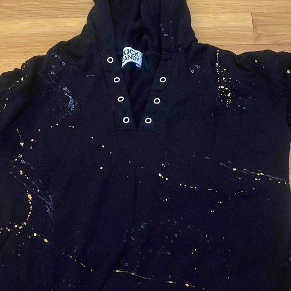 Rock Candy Girl’s Black Hoodie With White and Gold Splatter Size L - Picture 2 of 6